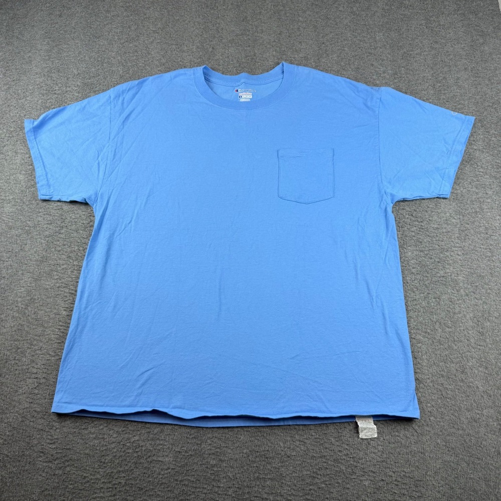 Champion Pocket T-Shirt Men's XL Blue Short Sleeve Cotton Authentic Tee